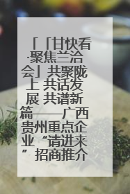 「甘快看·聚焦兰洽会」共聚陇上 共话发展 共谱新篇——广西贵州重点企业“请进来”招商推介会扫描