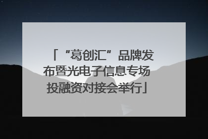 “葛创汇”品牌发布暨光电子信息专场投融资对接会举行
