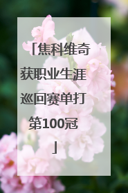 焦科维奇获职业生涯巡回赛单打第100冠