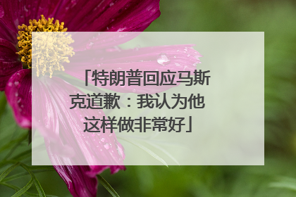 特朗普回应马斯克道歉：我认为他这样做非常好