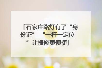 石家庄路灯有了“身份证” “一杆一定位”让报修更便捷