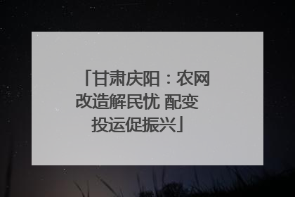 甘肃庆阳：农网改造解民忧 配变投运促振兴
