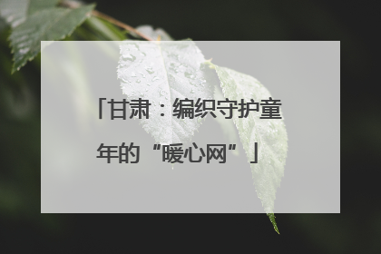 甘肃：编织守护童年的“暖心网”