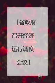 省政府召开经济运行调度会议
