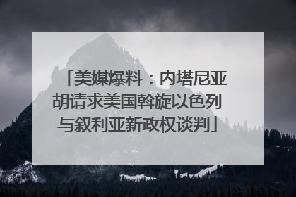 美媒爆料：内塔尼亚胡请求美国斡旋以色列与叙利亚新政权谈判