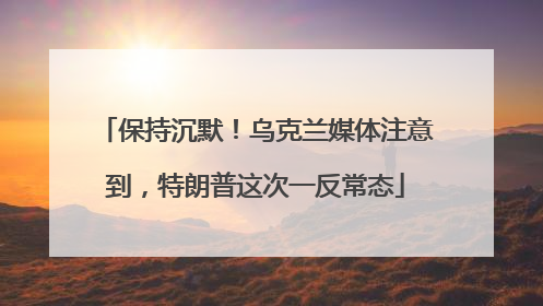 保持沉默！乌克兰媒体注意到，特朗普这次一反常态