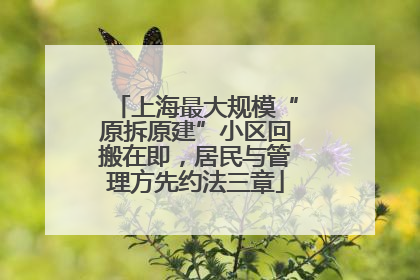 上海最大规模“原拆原建”小区回搬在即，居民与管理方先约法三章