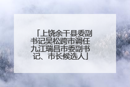 上饶余干县委副书记吴松跨市调任九江瑞昌市委副书记、市长候选人