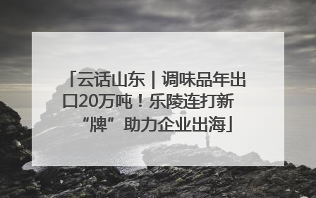 云话山东｜调味品年出口20万吨！乐陵连打新“牌”助力企业出海