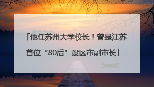 他任苏州大学校长！曾是江苏首位“80后”设区市副市长