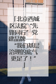 北京西城区法院“先锋同行”党建品牌——“我们基层治理的底气更足了！”