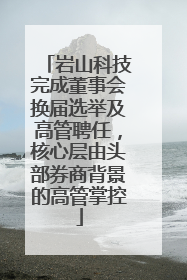 岩山科技完成董事会换届选举及高管聘任，核心层由头部券商背景的高管掌控