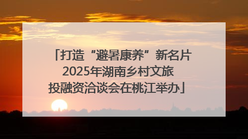 打造“避暑康养”新名片 2025年湖南乡村文旅投融资洽谈会在桃江举办