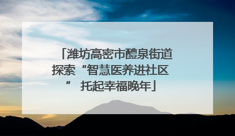 潍坊高密市醴泉街道探索“智慧医养进社区” 托起幸福晚年