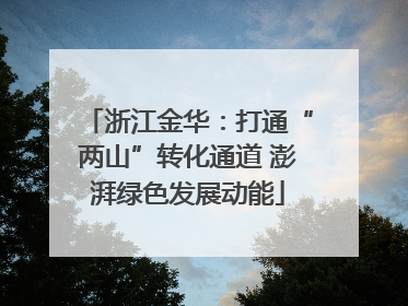 浙江金华：打通“两山”转化通道 澎湃绿色发展动能