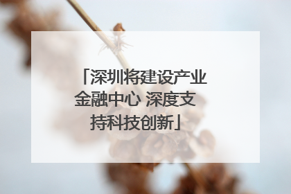 深圳将建设产业金融中心 深度支持科技创新