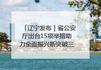 辽宁发布｜省公安厅出台15项举措助力全面振兴新突破三年行动决胜之战