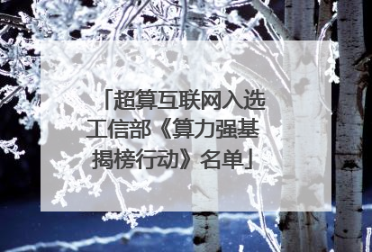 超算互联网入选工信部《算力强基揭榜行动》名单