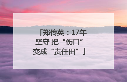 郑传英：17年坚守 把“伤口”变成“责任田”